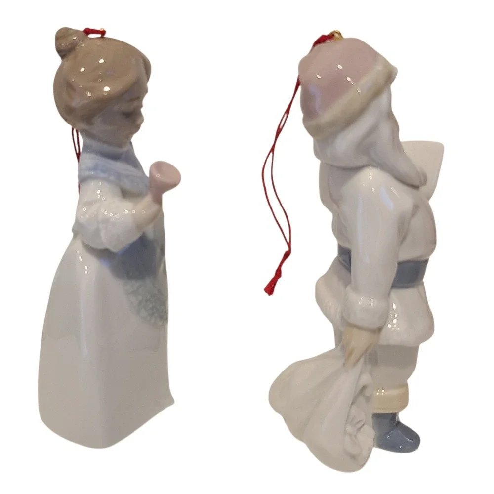 Lot of 2 LLADRO Miniature Christmas Ornaments Santa 5842 &‎ Mrs Santa Claus 5939